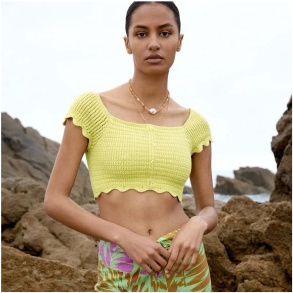 Zara Tops - Zara Off Shoulder Crochet Crop Top